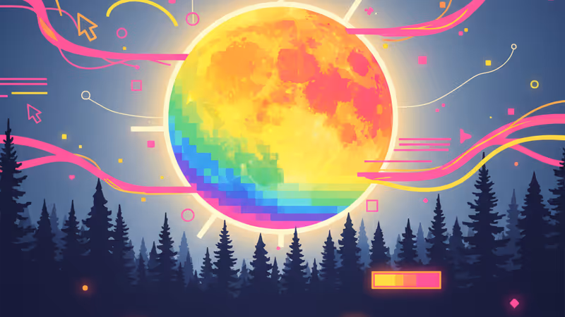 夜の松林の向こう側に昇る大きな満月