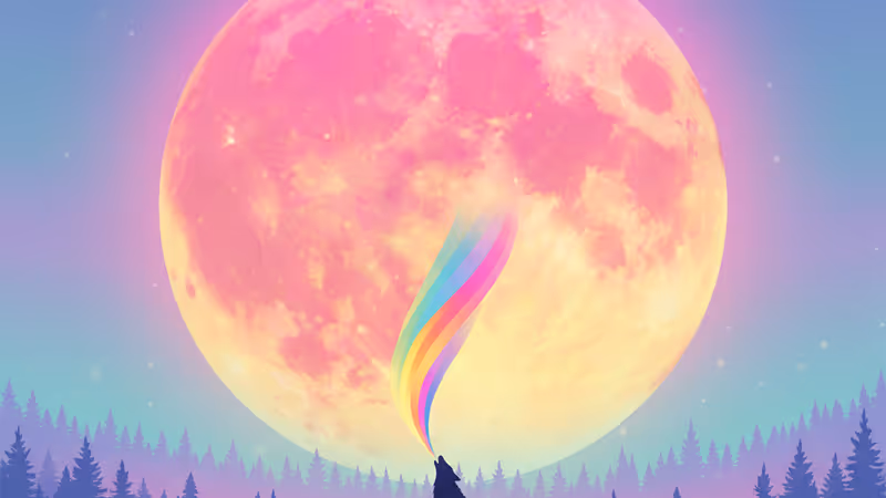 Panoramic view of a bright supermoon over a winter landscape