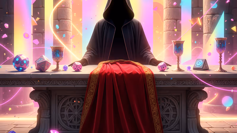 트레이터스 시즌 4의 비밀스러운 분위기를 상징하는 어두운 성 안의 붉은 망토