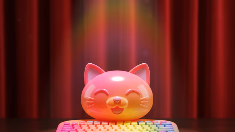 트윈 픽스 레드룸 배경에 놓인 주황색 고양이 장난감 피아노