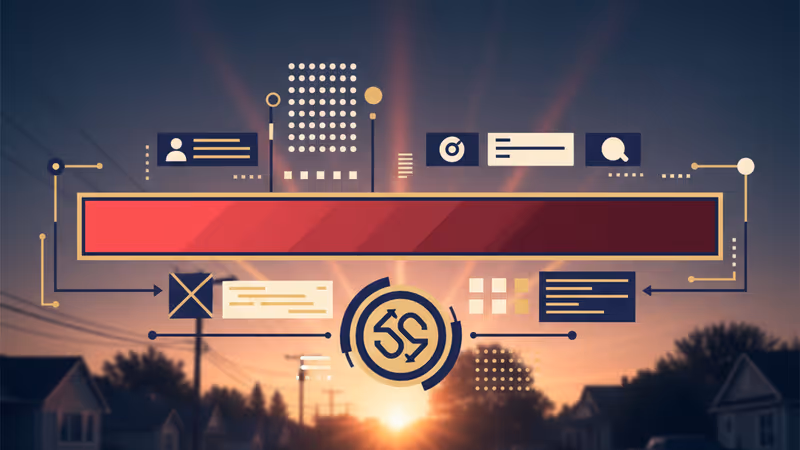 미국 주택가 배경 위에 게임 체력바가 위험 수위를 나타내는 이미지