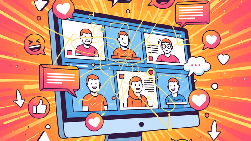 RedditのロゴとSNSの吹き出しが重なり合うデジタルアート