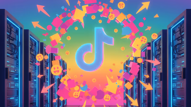 Holographic TikTok logo in a secure U.S. data center