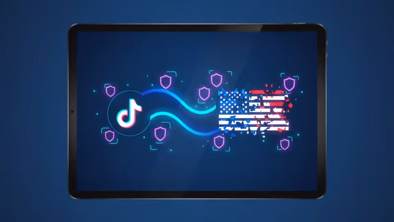 TikTokのロゴと米国投資家の資本提携を象徴するグラフィック