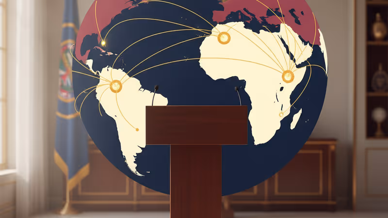 Empty governor's podium with the MN state flag