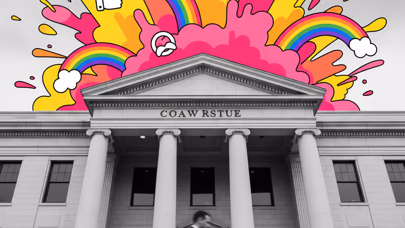 法槌與劇院背景，象徵法律制裁與演藝圈風波