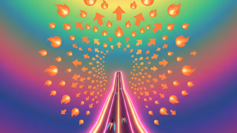 네온 빛의 라이트 사이클이 질주하는 미래지향적 가상 세계 배경