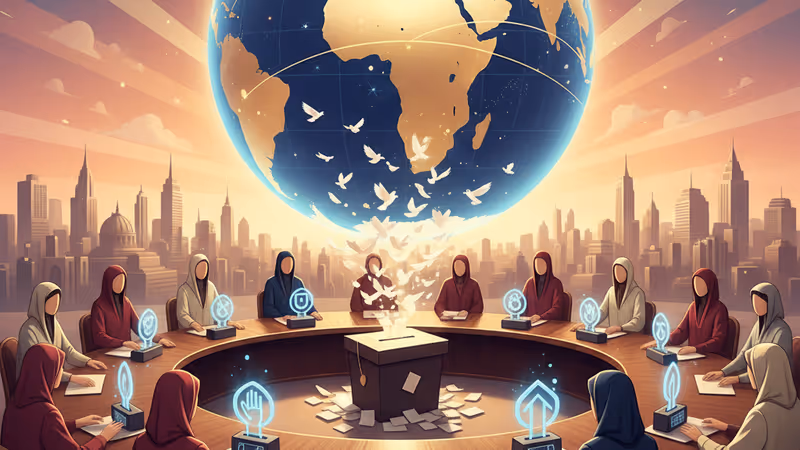 트럼프 행정부의 2025년 외교 전략을 상징하는 세계 지도와 체스판.