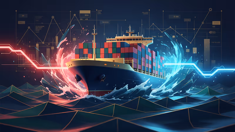 미국과 중국 국기 사이의 유동적인 무역 긴장을 상징하는 저울