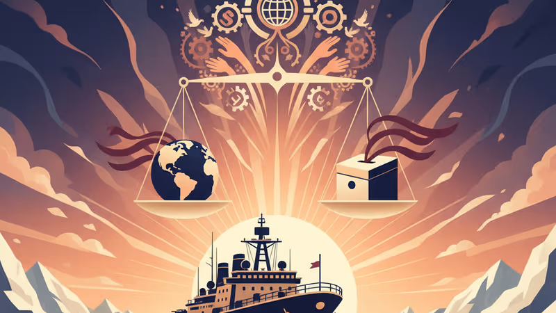 그린란드 지도가 표시된 디지털 전략 화면