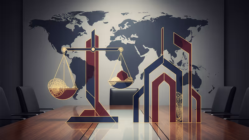 View of a boardroom representing US Middle East peace policy