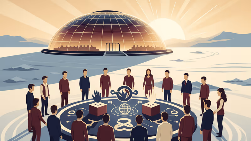 A conceptual blend of the snowy Davos mountains and the Arctic landscape of Greenland.