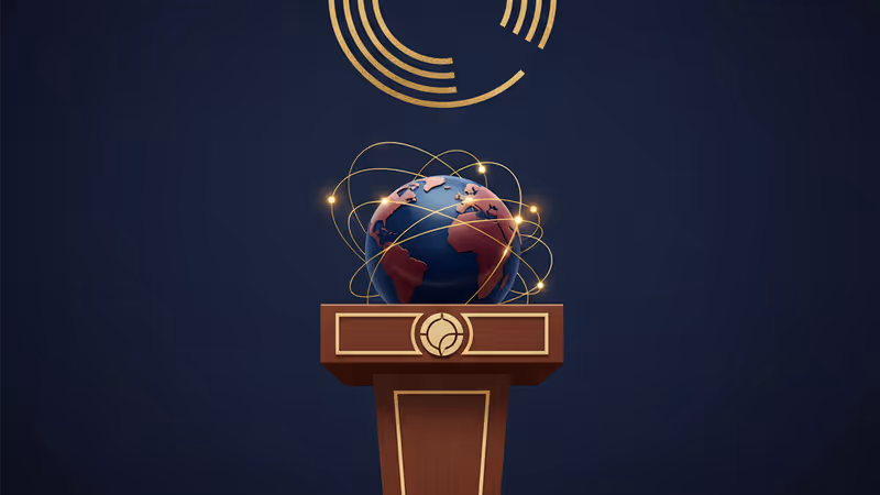 A professional podium at the World Economic Forum in Davos