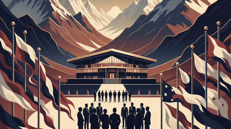 다보스 포럼 현장의 설경과 각국 국기들이 보여주는 외교적 긴장감