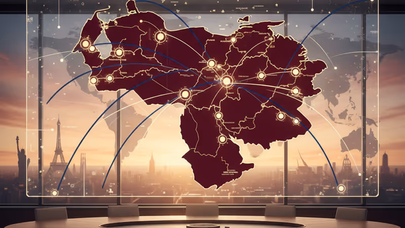 トランプ大統領のベネズエラ統治宣言を象徴する政府機関の建物と両国の国旗