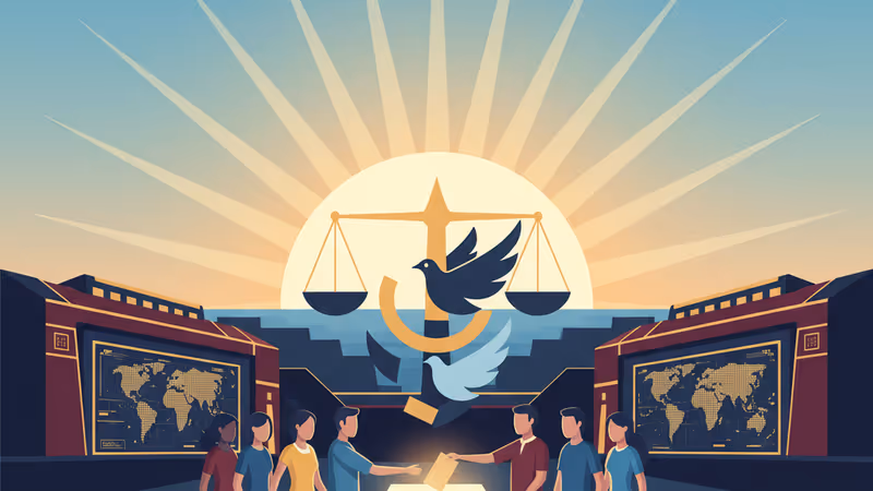 燃えるような夕日を背景にした空母と戦闘機のシルエット、緊迫する中東情勢のイメージ