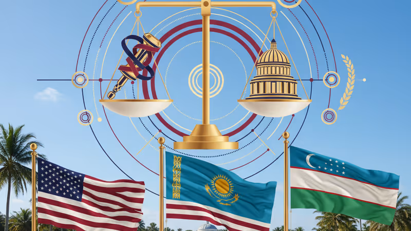 마이애미 도랄 골프 클럽에 게양된 미국과 중앙아시아 국기들