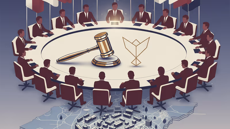 加薩地區在寒冬下的帳篷營地與遠處受損的建築物