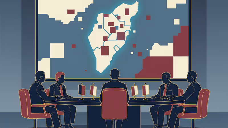 象徵川普加薩和平委員會計畫與現實衝突的示意圖