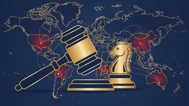 チェス盤のようになった世界地図上のガザとグリーンランド