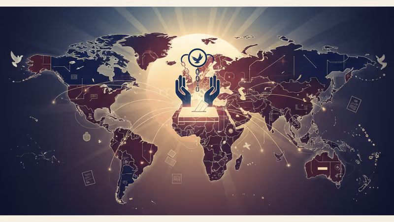 ガザ停戦について語るトランプ氏と中東の地図