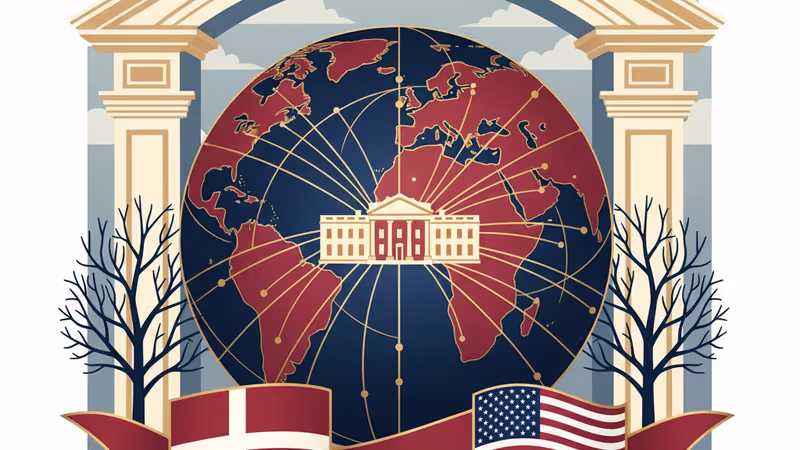 ホワイトハウスで行われたグリーンランド買収問題を巡る外交会談のイメージ