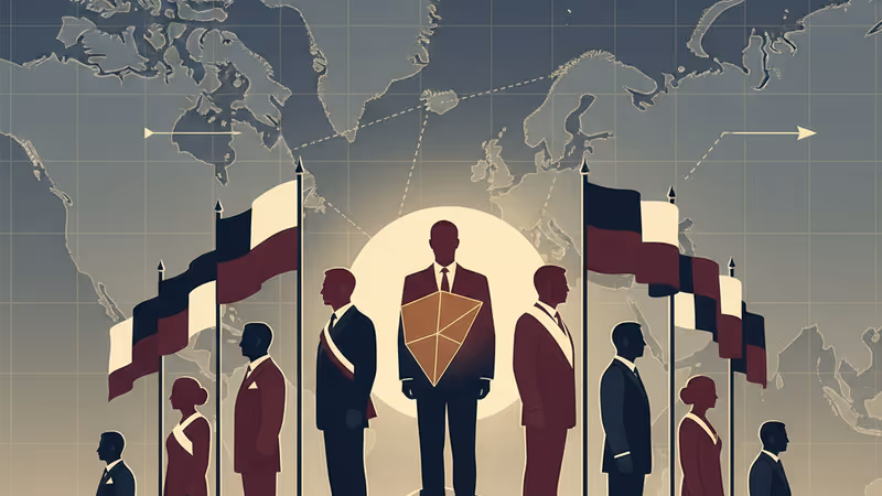 그린란드의 빙하 지형과 정부 건물이 대비를 이루는 모습