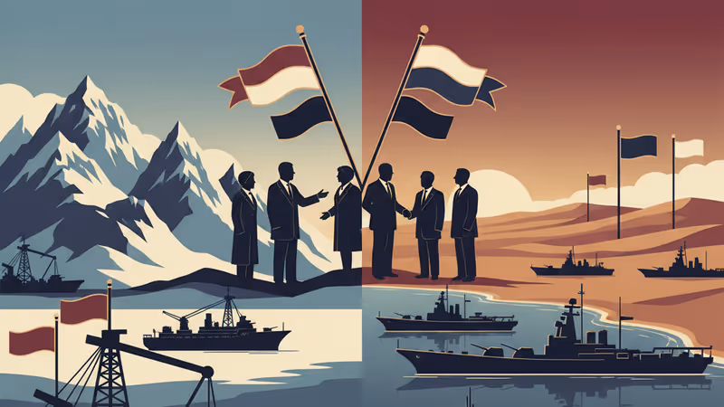 U.S. naval armada and Greenland mining operations visual