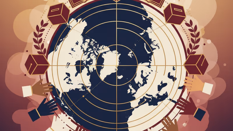 그린란드 지도가 표시된 차가운 분위기의 외교 회담 배경