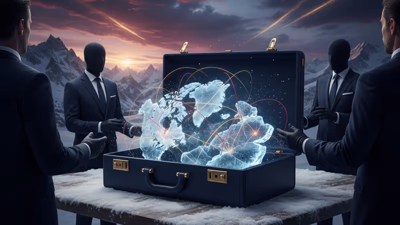 關於格陵蘭關稅威脅的示意圖，顯示北極地區的地緣政治緊張局勢