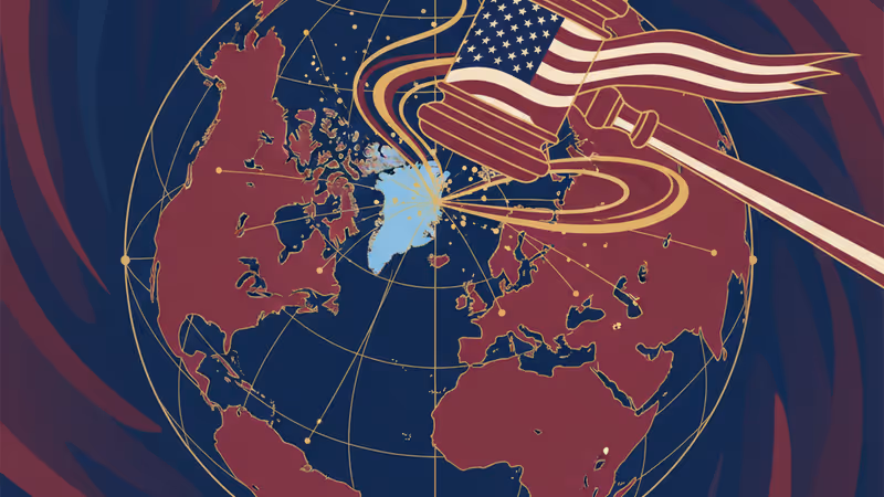 그린란드와 유럽 사이의 관세 분쟁을 형상화한 그래픽 이미지