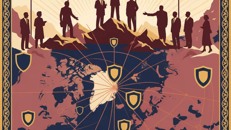 Map visualizing trade tariffs and European defense in the Arctic