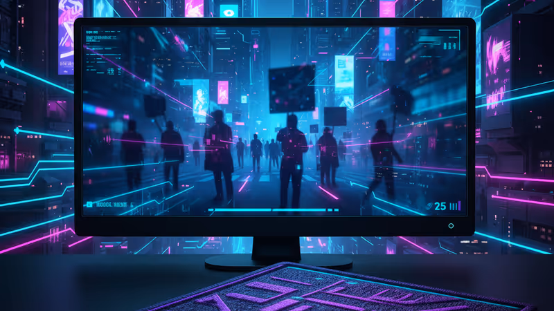 A tactical officer's silhouette against digital screens