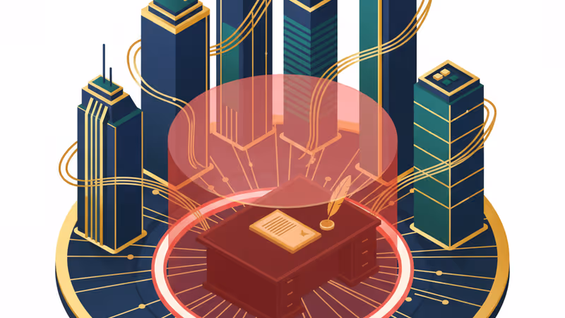 미국 국기와 관세 장벽을 상징하는 추상적인 이미지