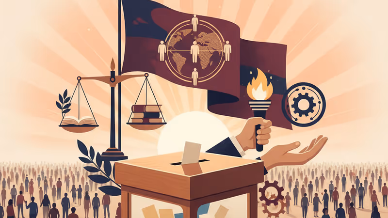 ミネアポリスの街路に並ぶ軍用車両と遠くに見える抗議活動の火影