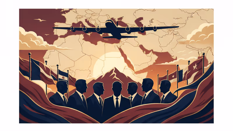 활주로에 대기 중인 군용 폭격기와 긴박한 국제 정세