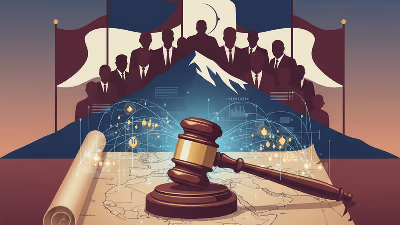 UN gavel on a Middle East map with tactical digital overlays