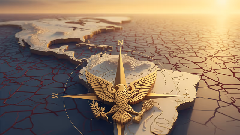 象徵美國重奪西半球主導權與排斥外來影響的示意圖