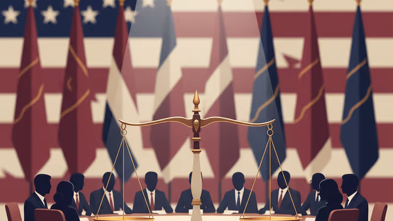 U.S. Department of Justice building in shadows