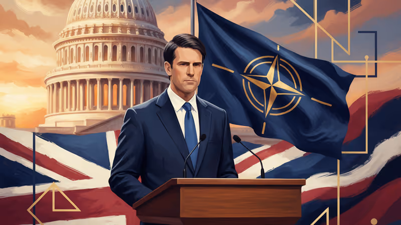 영국 총리 키어 스타머가 NATO 회의장에서 발언하는 모습
