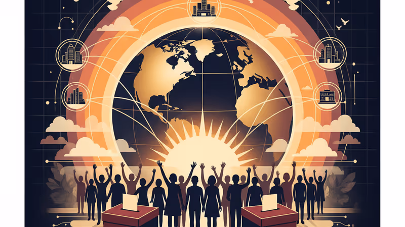 Stylized globe showing trade routes and Greenland highlighted
