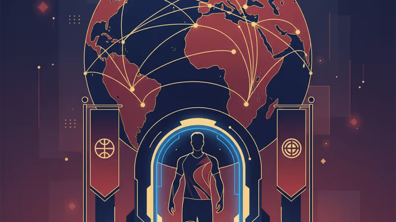 A silhouette of an athlete passing through a U.S. border checkpoint