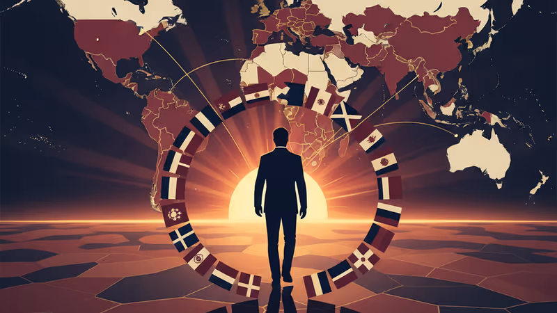 ホワイトハウスと国際機関のロゴが描かれた概念図