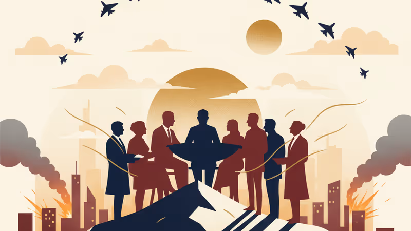 카라카스 시내 상공을 비행하는 군용기와 연기가 피어오르는 전경