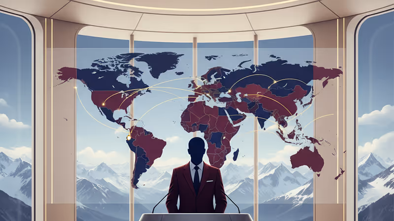 US President speaking at the 2026 World Economic Forum in Davos.