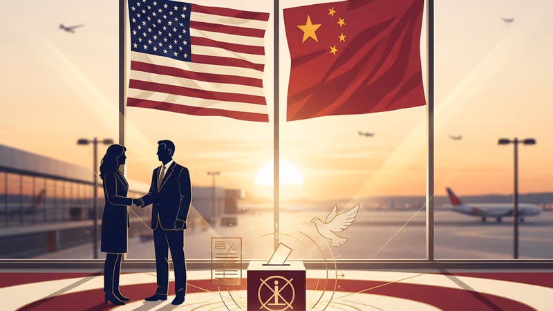 2025年釜山會晤後，美中兩國領導人展現緩和跡象的合成影像