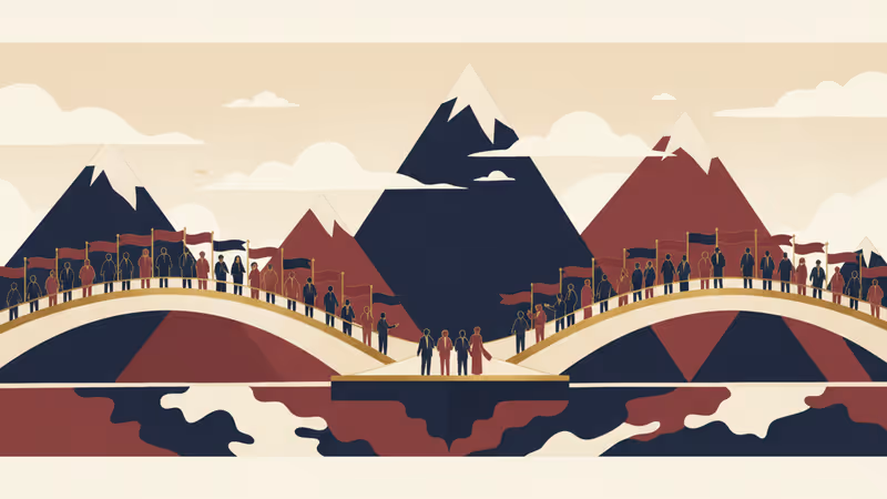 Two world leaders shaking hands during a diplomatic meeting