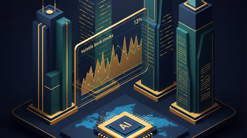 銀行街の上に浮かぶ10%の金利上限を示すデジタル表示