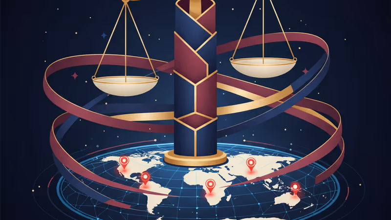 Digital world map with red warning indicators over the Middle East and Africa