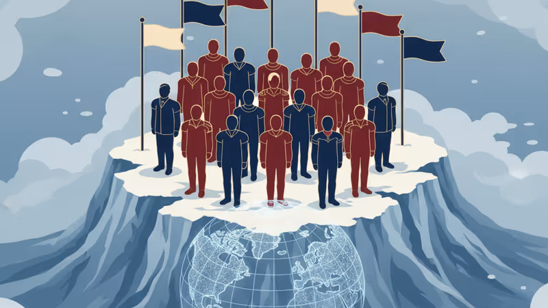 Aerial view of Arctic glaciers representing the geopolitical struggle